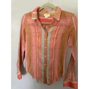 Anthropologie Maeve Calipatria Button-Up Shirt Womens 6 Pink Striped